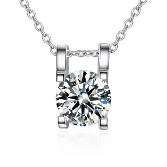 1 CT Moissanite Pendant Necklace Anniversary Birthday Jewelry Gift - Picture 5 of 12